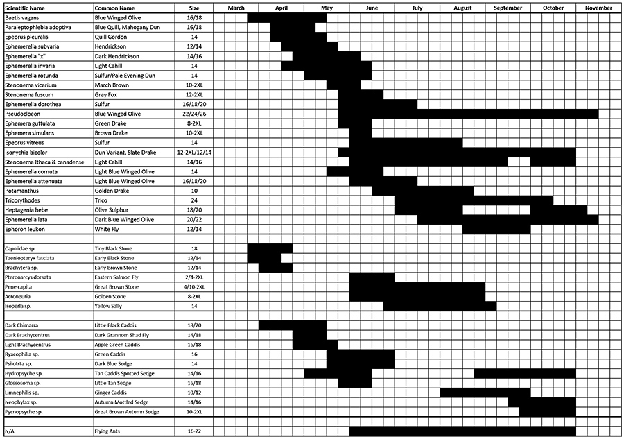 East Branch Croton River Hatch Chart