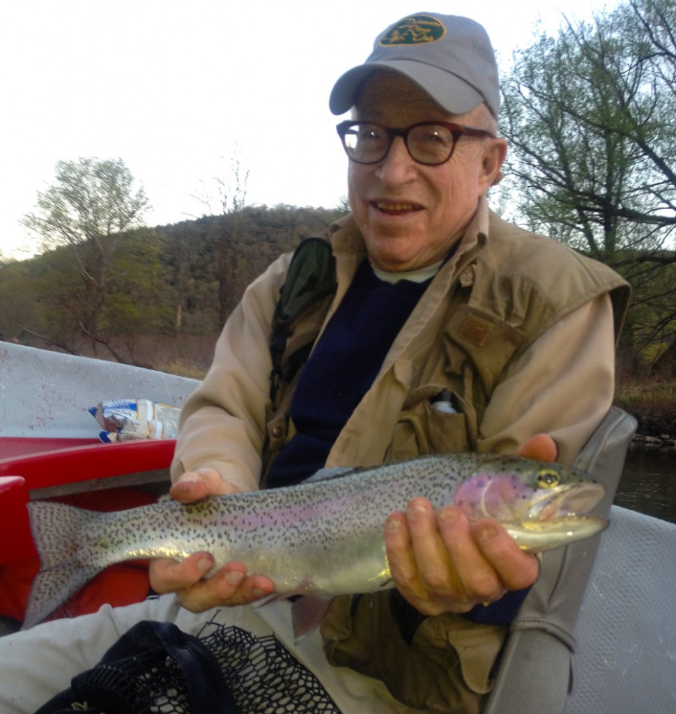 Sandy Bing with a great West Branch Rainbow. Photo: Steve Shen