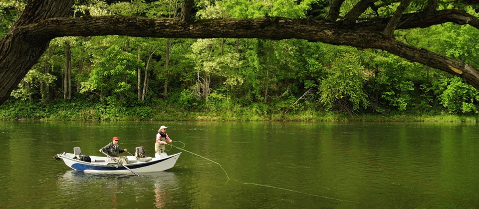 Drift boat on the West Branch of the Upper Delaware River