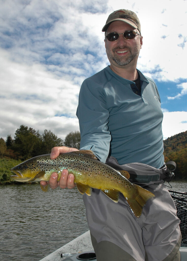 Jeff Biller rocked this colored-up Brown yesterday on an olive and white streamer. Photo: Bart Larmouth