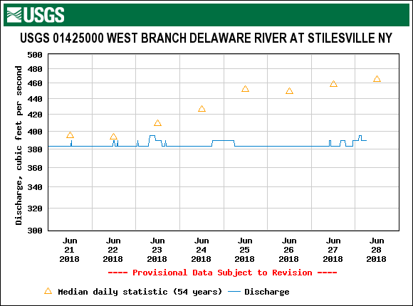 The West Branch flow above Oquaga Creek is steady